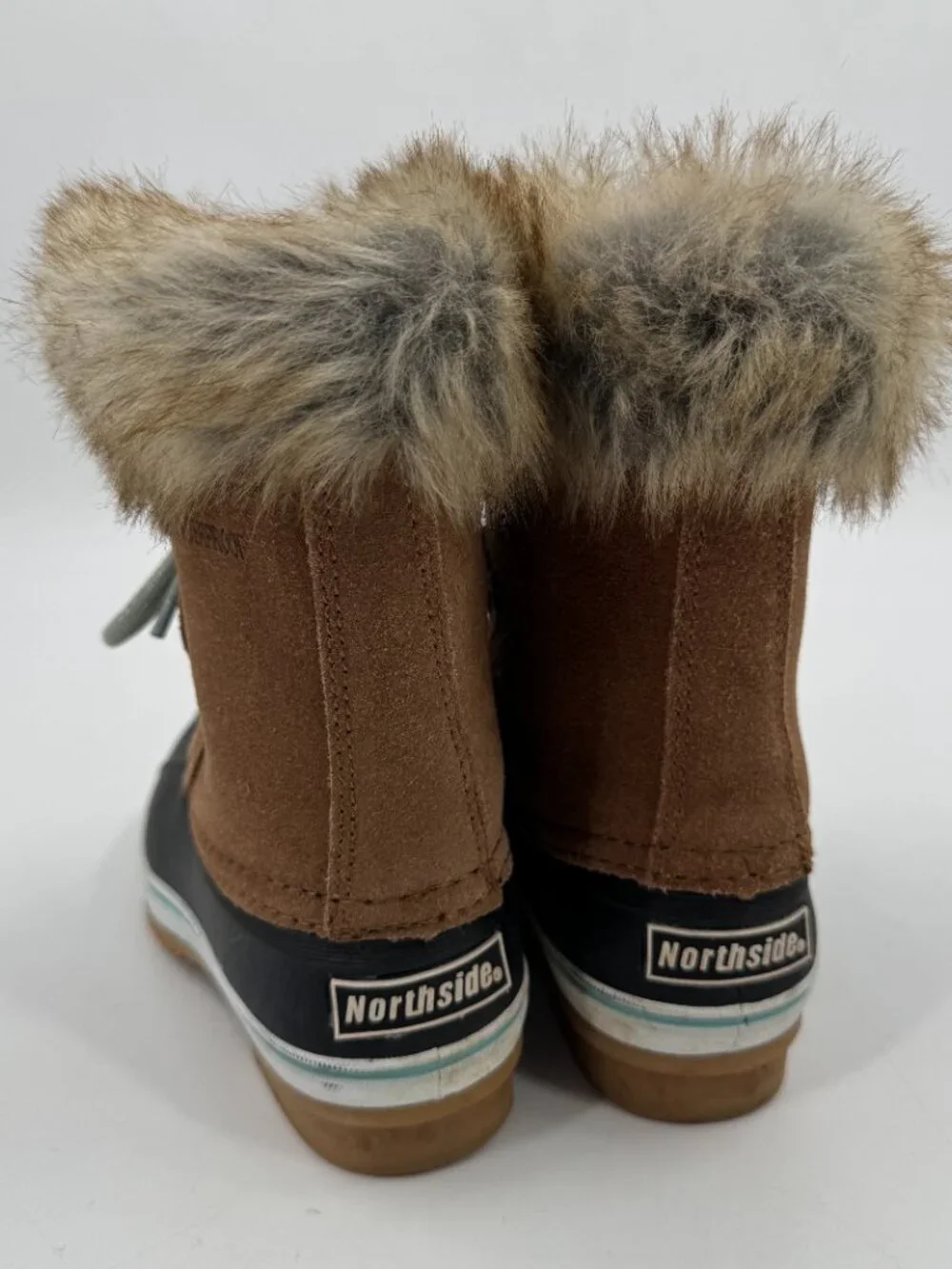 Northside Winter‎ Duck Boots Kids Size 13 Brown Black Waterproof Faux Fur Suede